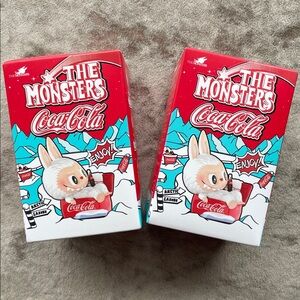 •2 LABUBUs• 2 Coca Cola Labubu Blind Boxes >> 1 unopened + 1 open/sealed bag